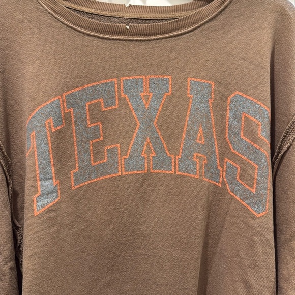 FREE PEOPLE WE THE FREE “TEXAS”CAMDEN SWEATSHIRT Brown NWOT sz M - Picture 4 of 9